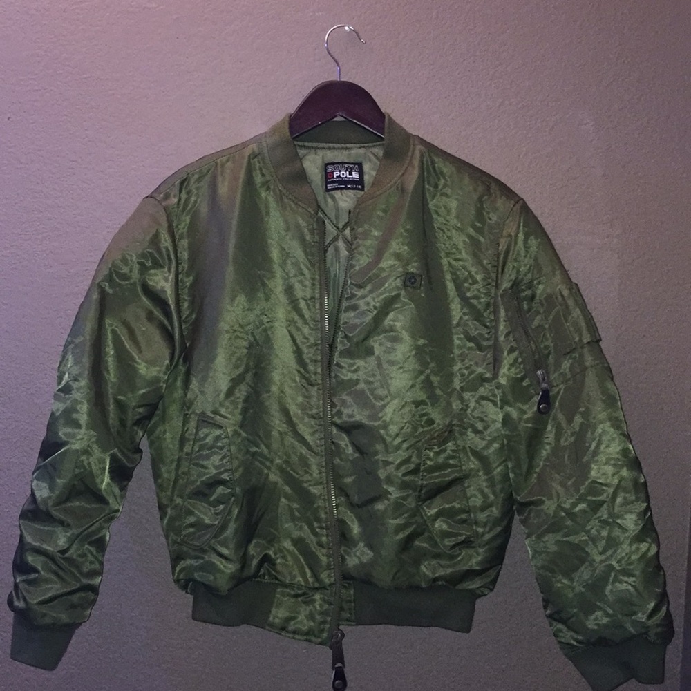 Olive green bomber jacket